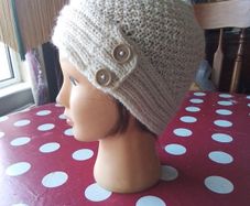 Hand Knit Cream Aran Weight Ladies Hat