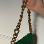 Zara Green Quilted Shoulder Bag with Gold Large Chain Image 4