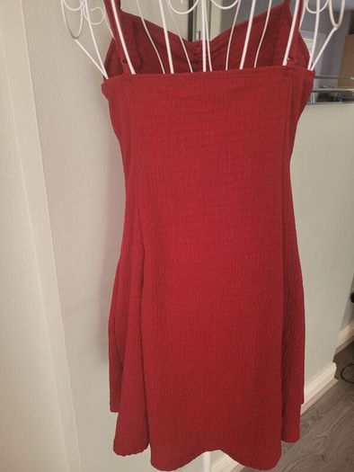 red strappy dress