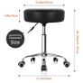 Round Rolling Stool Chair PU Leather Height Adjustable Shop Stool Swivel Drafting Work SPA Salon Stools with Wheels Office Chair (Black) Image 3