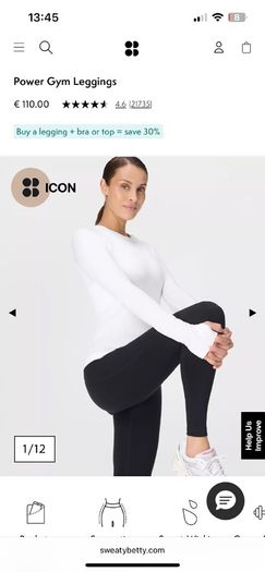 Sweaty Betty Power leggings size M, Black
