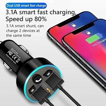 NEW SALE | Bluetooth Car Charger, Bluetooth FM Transmitter in-car Wireless Radio Adapter for Music Player, Hands-Free Calling Car Phone Kit