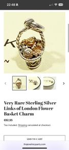 Vintage Very Rare Sterling Silver Links of London Flower Basket Charm