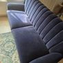 Navy velvet sofa, armchair & footstool set Image 2
