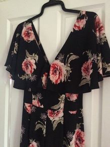 Black Floral Jumpsuit. Size 14