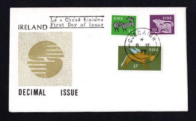 1977 Ireland 10p dog, 12p stag and 17p Large Format Gerl Definitive Dtamp series addressed First Day Cover (FDC) with Cork Steele cancel