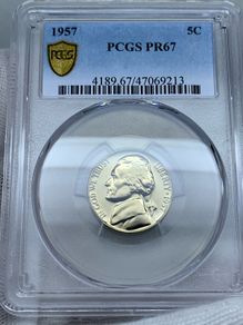 USA 1957 Proof Nickel 5 Cent PCGS PR67
