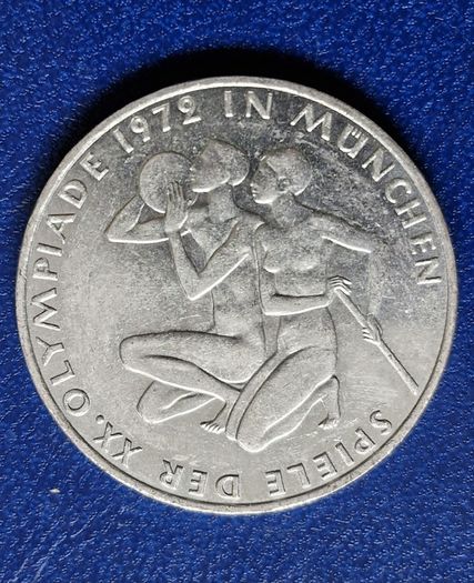 1972 Germany D 10 Mark Olympic Games Munich Silver coin