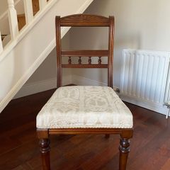 Antique occasional chair in French oak and cream upholstery seat IN EXCELLENT CONDITION