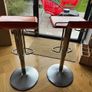 Vintage Italian orange leather bar stools. Image 2