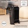 650W Oil Filled Radiator, 5 Fin Portable Electric Heater - Black, Adjustable Thermostat, Safety Cut-Off, 10 m sq Room Size Image 3