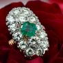 Vintage 1940s Emerald & Diamond Ring - Rose Gold Image 2