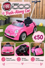 Pink Fiat 500 Push-Along Car