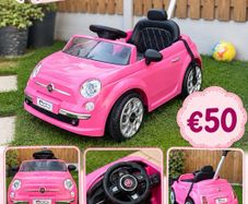 Pink Fiat 500 Push-Along Car