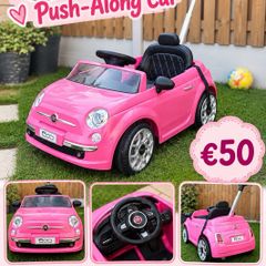 Pink Fiat 500 Push-Along Car