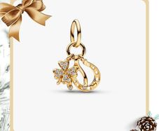 Pandora Lucky Clover, Wishbone & Horseshoe Dangle Gold (585) Charm