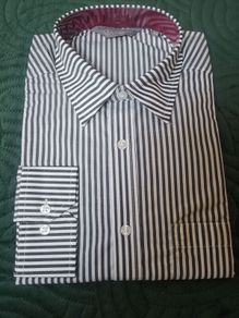 Navy and white striped shirt size 16