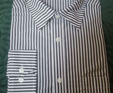 Navy and white striped shirt size 16