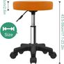 Round Rolling Stool with Wheels Height Adjustable Stool Spa Stool for Salon Massage Home Kitchen Brown Image 2
