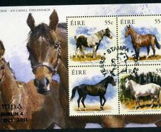 2011 Ireland Stampa Public Souvenir The Irish Horse Commemorative Stamps Miniature Sheet Overprinted for Stampa cancelled with show cancel of 22nd October 2011