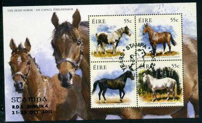 2011 Ireland Stampa Public Souvenir The Irish Horse Commemorative Stamps Miniature Sheet Overprinted for Stampa cancelled with show cancel of 22nd October 2011