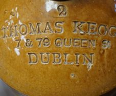 Antique Dublin Stoneware Spirit Flagon - Thomas Keogh, Queen Street