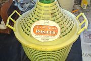 Very Large Old Italian 5Lt Wine Demijohn Green Glass Bottle in Basket, Postage Available,