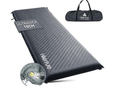 HIKENTURE Self-Inflating Sleeping Mat, 10 cm Thick Foam Camping Mattress, Self-Inflating Air Mattress, Comfortable Sleeping Mat for Outdoor, Tent, Hiking A1