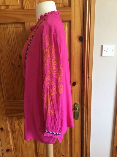 Monsoon Pink Long Sleeve embrodiered Blouse Size XL  includes post