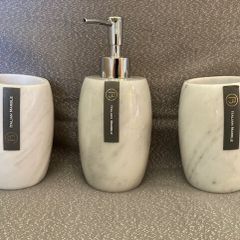 Dispenser and set of tumblers. Italian marble. New
