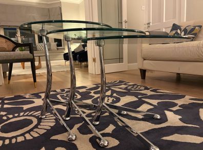 Contemporary next of three glass tables
