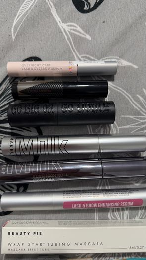 Lumene and hair brush lash & brow serum and mascaras from milk makeup, Laura mercier, KvD, beauty pie, Plouise, wander beauty? Milani, milliefee, 2aN