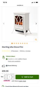 Sterling 2kw electric white stove