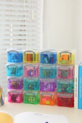 16x0.14 Litre Plastic Storage Box Organiser Clear & Assorted