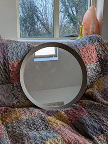 grey IKEA round mirror