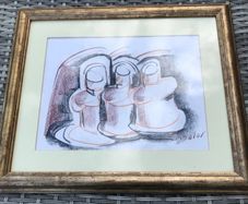 Original John Maher Framed Irish Art - Abstract Charcoal Pastel 1998