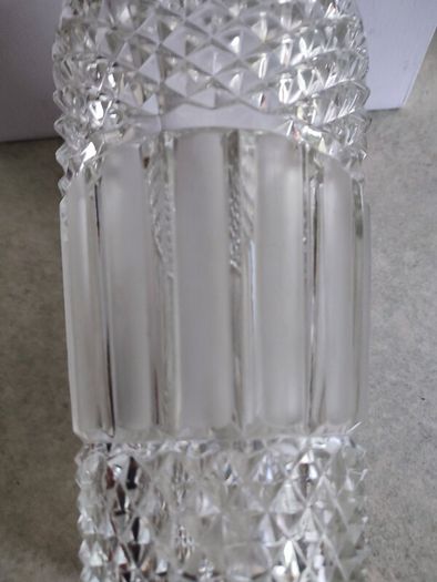 VINTAGE Hermanova 20188/25 Art Deco Vase MCM Sklo Union Czech Art Glass Clear Glass Toothed Ridged Studded Pattern Bouquet Floor Vase - 10 inches Tall