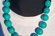 Turquoise Beaded Sterling Silver Necklace