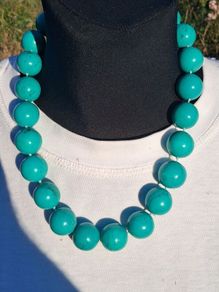Turquoise Beaded Sterling Silver Necklace