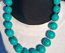 Turquoise Beaded Sterling Silver Necklace