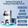 PS5/Slim/Pro Stand and Cooling Station with LED Controller Charging Station for PlayStation 5 Console, Controller Charger, Cooling Stand, PS5/Slim/Pro Accessories Kit with 3 Level Cooler Fan Image 6