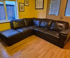 Brown leather corner couch