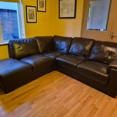 Brown leather corner couch