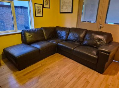 Brown leather corner couch