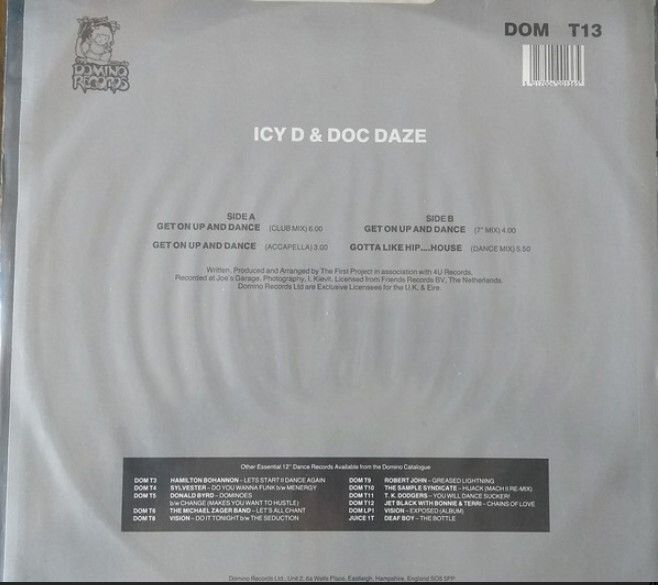 Icy D and Doc Daze - Get On Up And Dance 12 inch Hip Hop Euro House 80s