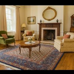Beautiful Persian Moud Square Rug and Matching Runner Rug Carpet