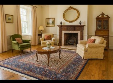 Beautiful Persian Moud Square Rug and Matching Runner Rug Carpet