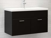Sink Cabinet with Built-in Basin Black Chipboard