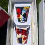 Graham Knuttel Designer ceramic Egg Cups & Spoons x4 BNIB Image 2