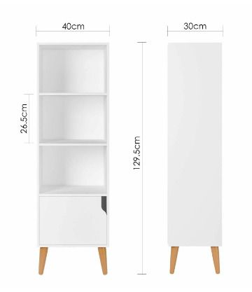 BRAND NEW Bookshelf Storage Unit 4 Cubes Wooden Free Standing Cabinet Display Shelves Organize with Door Legs White for Home and Office